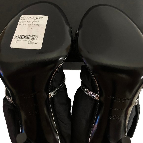 Cassandra 110 Metallic Leather YSL Logo Sandals - Picture 12 of 12